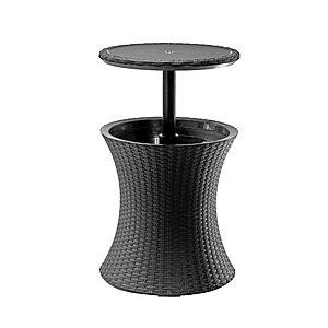 Keter Pacific Cool Bar Outdoor Patio Furniture and Hot Tub Side Table with 7.5 Gallon Beer and Wine Cooler, Dark Grey $59.99