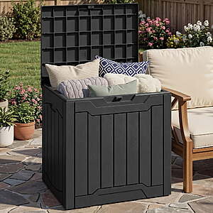 Uforic 31 Gallon Resin Outdoor Deck Box(Black/Light Brown) $20.59 + Free S&H w/ Walmart+ or $35+
