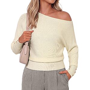 GRACE KARIN Women's Off The Shoulder Sweater $9.75