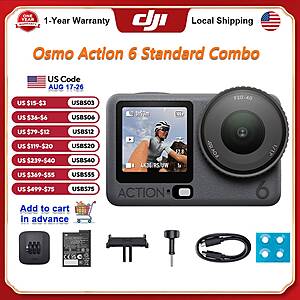 DJI Osmo Action 6 Standard Combo 1/1.1" 4K/120fps 50GB 20m Waterproof $316.2 + Free Shipping