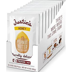 [SnS] $6.55 | 10-Pack 1.15-Oz Justin's Nut Butter Honey Peanut Butter Squeeze Packs at Amazon