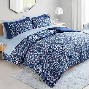 Regency Heights Queen Size Comforter Set, 9-Piece Bed in a Bag Queen Comforter Set with Comforter, Flat Sheets, Fitted Sheets with Side Pocket(Navy)s $49.99