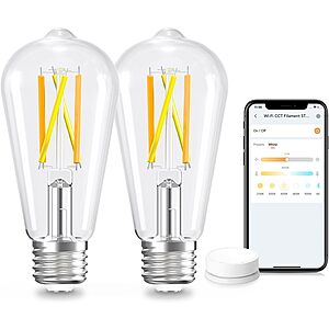 2-Count Linkind ST19 Dimmable Tunable White Smart LED Edison E26 Bulbs w/ Remote (60W Equivalent) $9.99 + Free Shipping w/ Prime or on $35+