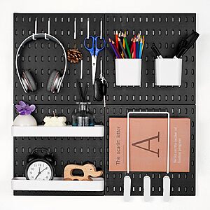 VEVOR  4 Pack 11" x 11" Plastic Pegboard Combination Kit, Black $18.98 + Free S&H w/ Prime or $35+