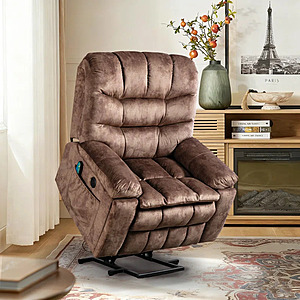 Red Barrel Studio Karelin Velvet Power Lift Assist Recliner w/ Heated Massage (Coconut) $264.99 + Free Shipping
