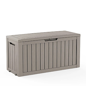 Emperic Design 43.3'' W 72 Gallon Water Resistant Resin Lockable Deck Box (Brown-Gray) $62.99