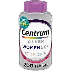 $8.50 or less S&S 40% off Q Centrum Silver Women's Multivitamin for Women 50 and Over, 200 Tablets