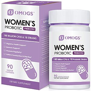 $8.98 S&S OMOGS Women's Probiotic 180 Billion CFUs 18 Strains, with Organic Prebiotics, 90 count