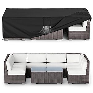 MR.COVER Patio Furniture Cover, Outdoor Sectional Sofa Set Cover Water Resistant General Purpose Rectangular 600D Heavy Duty Patio Table protection Size 108L x 82W x 28H inch $9.99