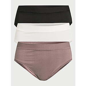 Joyspun Women’s Ribbed Modal Hi Cut Brief Panties, 3-Pack, Sizes XS to 3XL $3.97