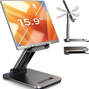 Lisen Foldable Tablet Stand Holder (Black, up to 15.9") $7.96 + Free Shipping w/ Prime or on $35+