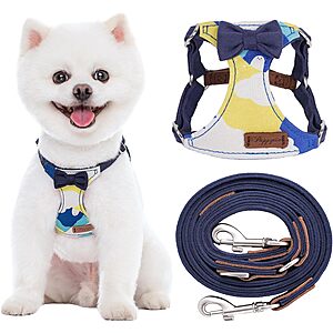 Puppytie No-Pull Dog Harness & Leash Set, Medium (16.5-31 lbs, Random Pattern-Navy) $9.99 + Free Shipping w/ Prime or on $35+
