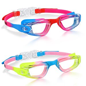 2-Pack Aegend Kids' Swim Goggles w/ Anti-Fog UV Protection Lenses (Red & Pink) $6.99 ($3.49 each) + Free Shipping w/ Prime or on $35+