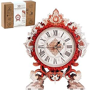 $9.99* | Rnfinewow DIY 3D Wood Puzzle Flame Flower Clock Model Kit at Amazon
