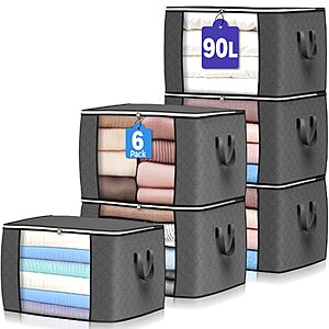 6 Pack 90L Large Storage Bags $17.99 @Amazon