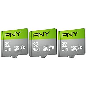 $24.99* | 3-Pk 32GB PNY Class 10 U1 microSDHC Flash Memory Card at Amazon