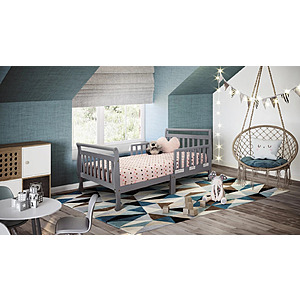 AFG Baby Furniture Anna Classic Sleigh Toddler Bed, Gray Pine Wood, 26 in Height, Standard Crib Size $21.16