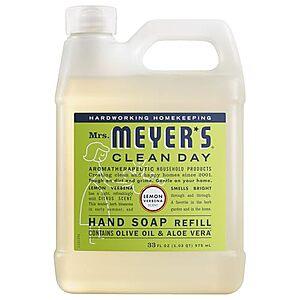 [SnS, AC] $35.61* | 7 × 33-Oz MRS. MEYER'S CLEAN DAY Liquid Hand Soap Refill (Lemon Verbena) ($5.09 each) at Amazon