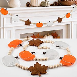 Amazon - Felt Pumpkin, Maple Leaf & Bead Garland - $6.49 w/ Code