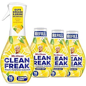 [SnS, AC] $34.79 | 3 × 4-Pack 16-Oz Mr. Clean Clean Freak Multi-Purpose Cleaner (Lemon Zest) ($11.60 each) at Amazon