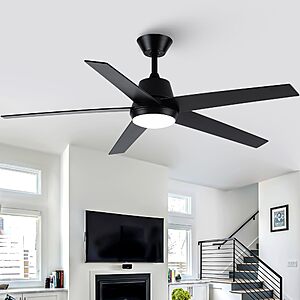 Amazon - 52-inch Black Ceiling Fan with Light & Remote/App - $48.99 w/ Code