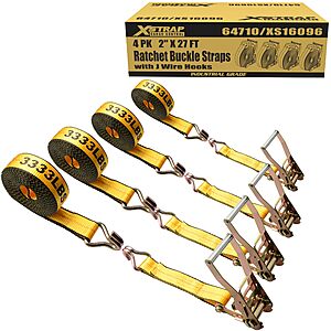 Amazon - XSTRAP STANDARD Heavy-Duty Ratchet Straps 4-Pack, 2 in x 27 ft - $44.39 w/ Code