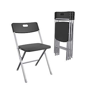 Mainstays Resin Seat & Back Folding Chair, Black, 4-Pack - $38.38