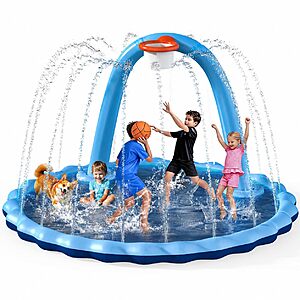 9' Instraella 2-in-1 Large Sprinkler Splash Pad w/ Basketball Hoop & Arch $17.99 + Free Shipping w/ Prime or on $35+