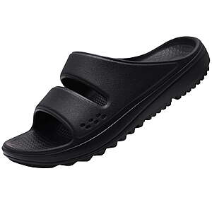 Litfun Slide Sandals for Women, Thick Sole Non-Slip Slide Slippers with Arch Support, Black $11.99