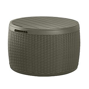 Keter Circa 37 Gallon Resin Deck Box Stool, All-Weather Outdoor Storage Seat with Rattan-Look Finish $71.13