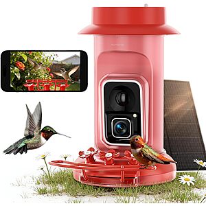 Humbirdy Hummingbird Feeder w/ 4K Camera, 10x Slow-Motion at 120fps, 1.9" Closer Focus $84.5