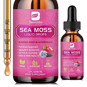 B BEWORTHS Sea Moss Liquid Drops with Black Seed Oil, Ashwagandha, Soursop $9 AC + Free Shipping