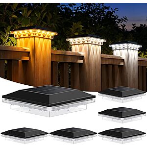 6-Pack 4x4 Solar Post Cap Lights (Black) $13, 8-Pack $17 & More + Free Shipping w/ Prime or $35+ Orders