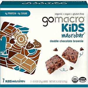 Select Accounts: 7-Count 0.9-Oz GoMacro Kids MacroBar Snack Bars (Oatmeal Chocolate Chip Cookie or Peanut Butter Cup) $3.41 w/ S&S + Free Shipping w/ Prime or on $35+