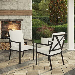 (YMMV)My Texas House Cambria 2-Pack Steel Outdoor Patio Dining Chairs, White/Black $49.5