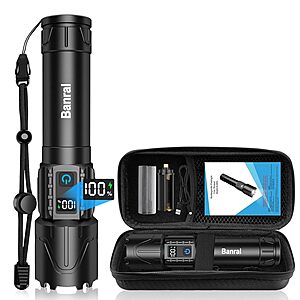 Banral 2000-Lumen Rechargeable LED Tactical Flashlight w/ LCD Display & Type-C Charging $9.97 + Free Shipping w/ Prime or on $35+