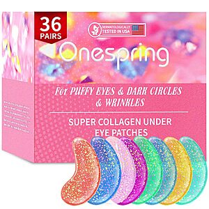 36-Pack Onespring Under Eye Gel Patches for Dark Circles, Puffiness & Fine Lines (Pink) $8.99 + Free Shipping w/ Prime or on $35+