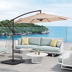 FUNDAZE 10ft Patio Umbrella, Hanging Cantilever Offset Outdoor Umbrella with Tilting for Deck Backyard, Base Sold Separately, many colors, $45.99, FS, Walmart