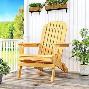 Ktaxon Folding Wooden Adirondack Chair, Natural Color - $47.99