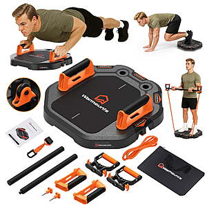 Warmounts 7-in-1 Adjustable Push up Board with Resistance Bands & Door Anchor - Full Body Workout, Safe & Space-Saving Home Gym Equipment for Men $19.99