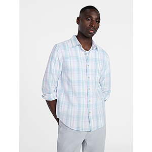 George Men's and Big Men's Linen Blend Button Up Shirt with Long Sleeves, Sizes S-5XL $3.9