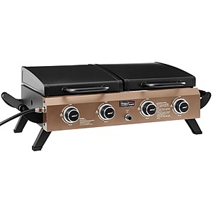 Royal Gourmet 4-Burner Portable Propane Gas Grill Griddle Combo with Hood, 40,000 BTU, Bronze Gold $239.99