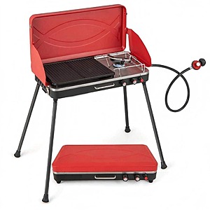 Alpulon 2-in-1 Portable Natural Gas Grill in Red with 4 Detachable Legs-Red $151.2