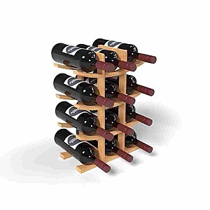 HOMLUX 12-Bottle Light Wood 12.2 in.W Tabletop Bamboo Wine Rack Stackable Wine and Liquor Bottle Storage, No Tools Assembly $32.88