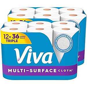 [SnS, AC] $34.46* | 2 × 12-Pack 165-Sheets Viva Multi-Surface Cloth Triple Roll Paper Towels ($17.23 each) at Amazon