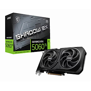MSI SHADOW GeForce RTX 5060 Ti 16GB GDDR7 PCI Express 5.0 Graphics Card RTX 5060 Ti 16G SHADOW 2X OC PLUS $569.99