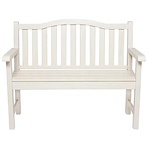 Shine Company Belfort II Wooden Patio Bench (eggshell or graystone) - $129.99 + free ship w/ Prime