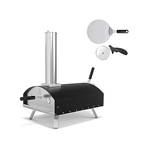 Stoke 13-Inch Wood Pizza Oven With Gas Burner, Peel, Rain Cover, and Cutter Included for Backyard, Camping, or Tailgating $119.99