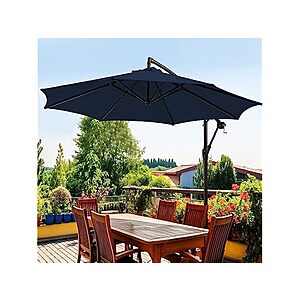 wikiwiki 10ft Patio Umbrellas Offset Outdoor Cantilever hanging Umbrellas w/Infinite Tilt (Navy Blue) - $59.99 + free ship w/ Prime