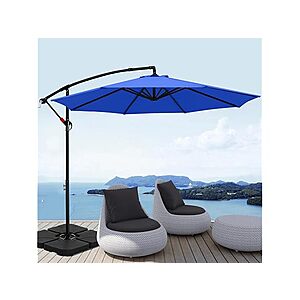 Cantilever Patio Umbrella with base included, 360° Rotation Outdoor Offset Umbrella - $64.99 + free ship w/ Prime
